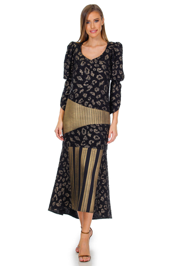 Rochie tricot negru cu aramiu  Liza Panait Liza Panait Online Boutique